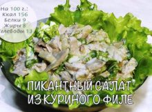 Рецепт пикантного салата из куриной грудки